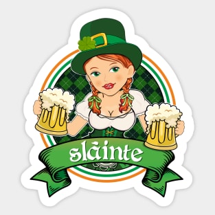 Sláinte  - Irish Redhead Beer Maid Sticker